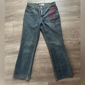 Vintage Faded Glory Jeans with Floral Embroidery Size 6 petite